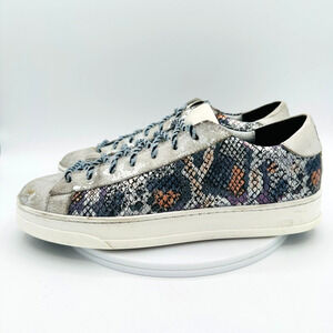 P448 John Wasabi Low Top Sneaker Size 38 US 7.5 Leather Python Silver Distressed